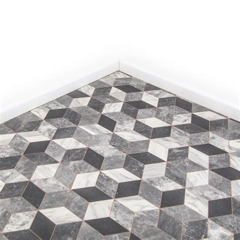 Grey Marble Geometric Vinyl Flooring Roll 2m And 4m Width