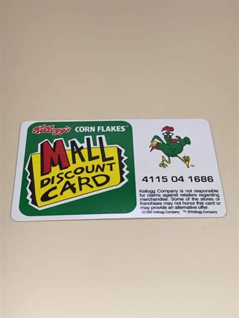 Vintage Kelloggs Corn Flakes Mall Discount Card 1992 Cereal Premium