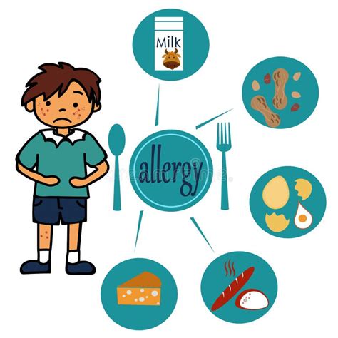 Little Boy And Allergy Icon Set Stock Vector Illustration Of Bread