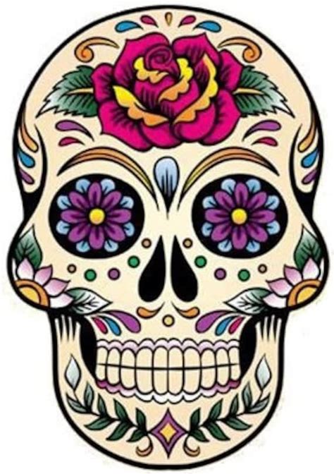 Dia De Los Muertos Skull Temporary Tattoo Etsy