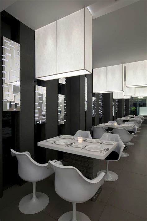 Modern Restaurant Displaying Black And White Interior Design