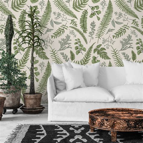 Ferns And Plants Removable Wallpaper Green Leaves Self Adhesive Wall