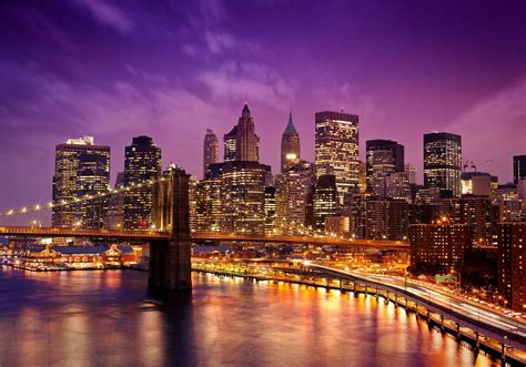 Mtmety 10x7ft New York City Background Beautiful Brooklyn Bridge Night