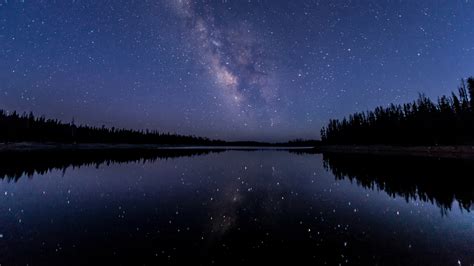1920x1080 Forest Milky Way Night Reflection Over River