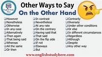 Other Ways to Say “On the Other Hand”, different ways to say On the ...