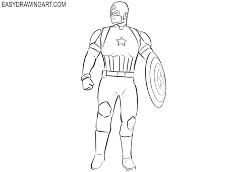 How To Draw Captain America Easy Drawing Art