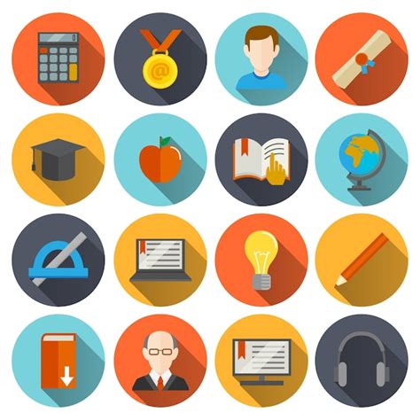 Free Vector Round Education Icons