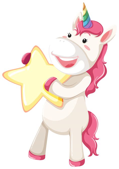 Cute Pink Unicorn Holding Star 297113 Vector Art At Vecteezy