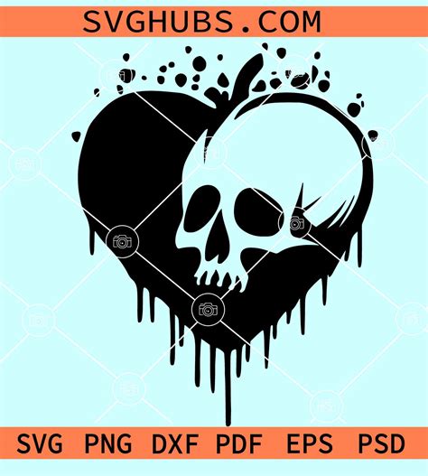 Skull In Heart Svg Dripping Heart Skull Svg Skull Love Svg