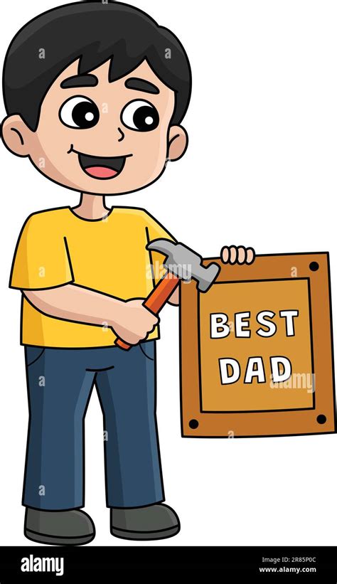 Mejor Papá Cartoon Colored Clipart Illustration Imagen Vector De Stock