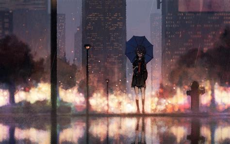 Anime Rainy City Wallpaper Anime Cornersz