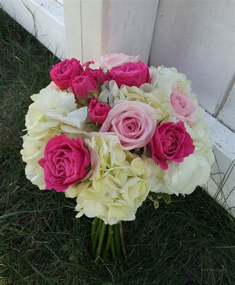 Ivory Hydrangea Pink Rose Spray Rose Wedding Flower Bridal