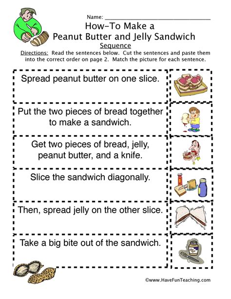 How To Make A Peanut Butter And Jelly Sandwich Worksheet