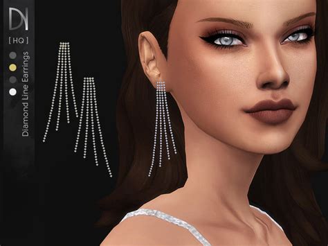 Diamond Line Earrings By Darknightt At Tsr Sims 4 Updates