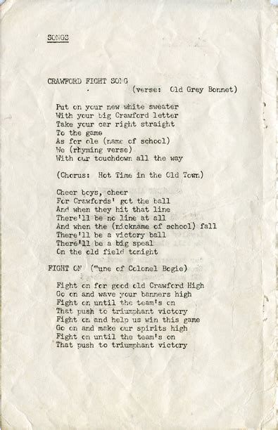 Crawford High School 1960 Songs And Cheers