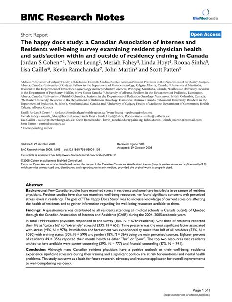 Pdf The Happy Docs Study A Canadian Association Of