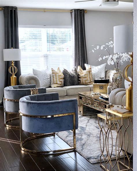 Blue Gold And Silver Decorated Living Room Living Room Decor Apartment