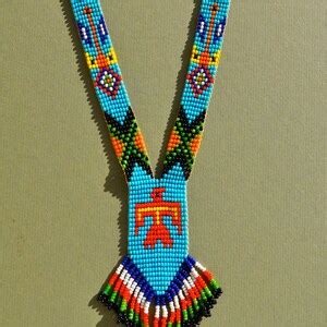 Vintage Native American Bead Necklace With Fringe Bright Etsy