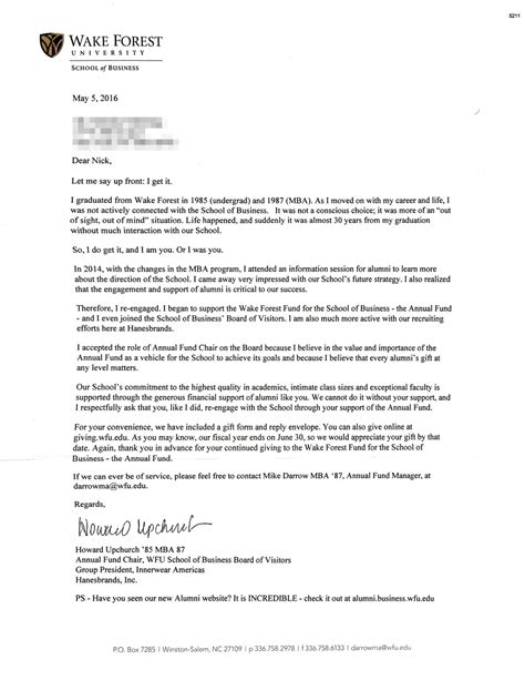 University Fundraising Letter Example