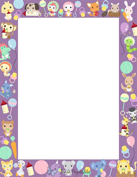 Printable Baby Animal Page Border