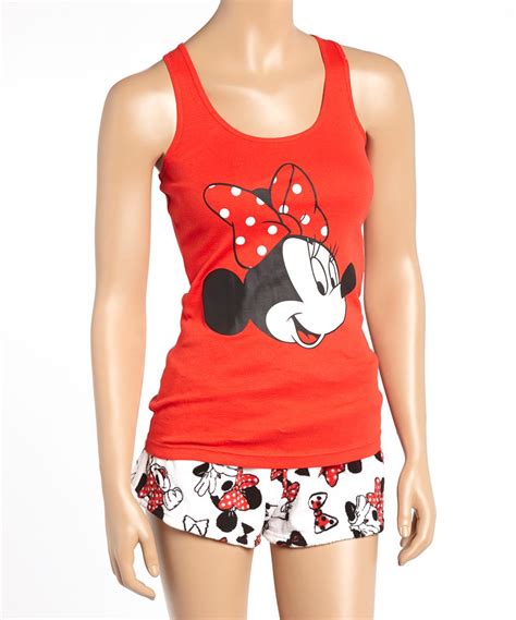 Red Minnie Mouse Tank Pajama Set Juniors Pajama Set Women Red