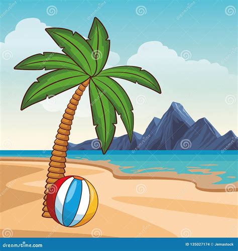 Summer And Beach Cartoon Stock Vector Illustration Of Card 135027174