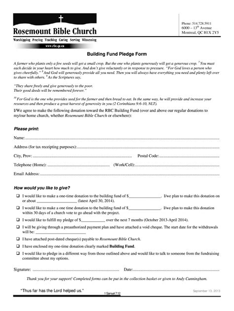 Church Pledge Form Template Free Sample Example And Format Template