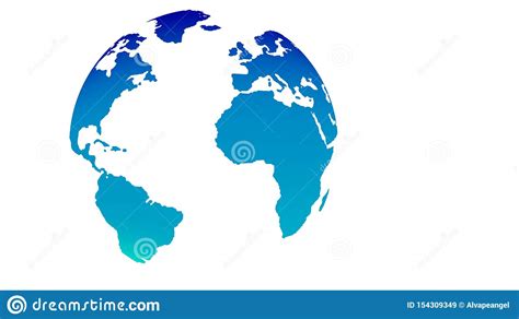 Vector 3d Globe Blue World Map On White Background Stock Illustration
