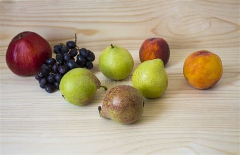 Fresh Fruits Healthy Food Mixed Fruits Are Grapes Pears Peaches