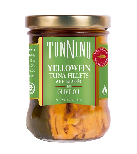 Tonnino Premium Yellowfin Tuna Fillet With Jalapeno In Olive Oil 67 Oz Jar Wild Caught