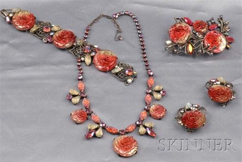 Vintage Suite Of Costume Jewelry Elsa Schiaparelli Comprising A