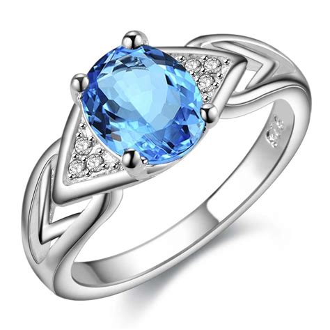 Classic Blue Zircon Oval Wholesale 925 Jewelry Silver Plated Ring Fashion Jewelry Ring For