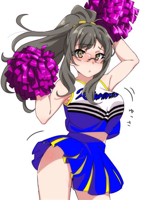 1girl O Absurdres Blush Bouncing Breasts Breasts Brown Eyes Cheerleader Commentary Request