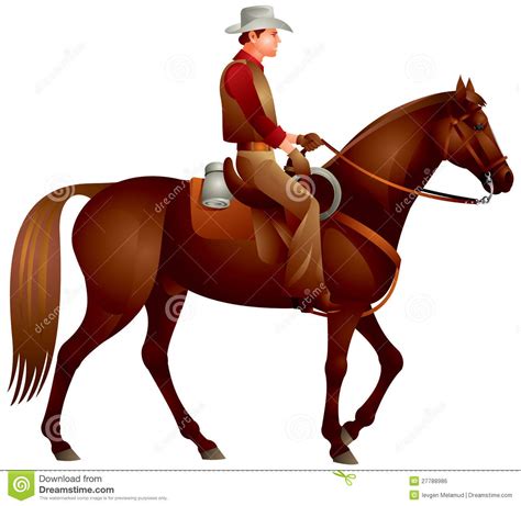 Cowboy On The Horse Stock Vector Illustration Of Vector