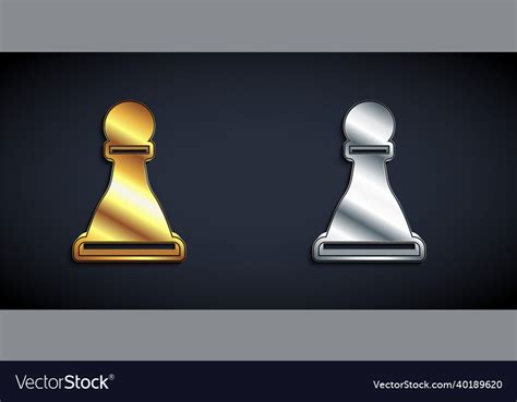 Gold And Silver Chess Icon Isolated On Black Vector Image