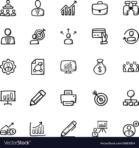 Business Doodle Icons 1 Royalty Free Vector Image