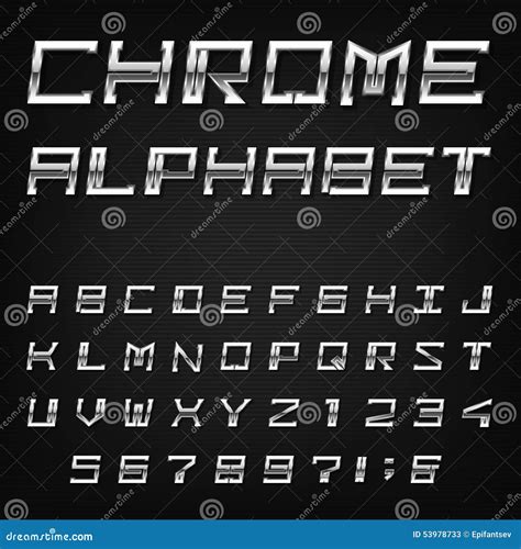 Chrome Alphabet Vector Font Stock Vector Illustration Of Lettering