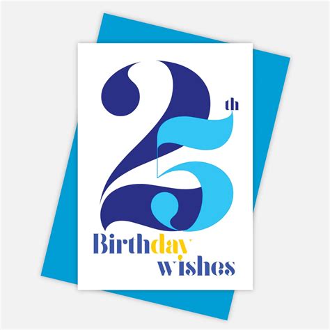 25th Birthday Wishes Card For Him Man Male 25 Birthday Card Etsy
