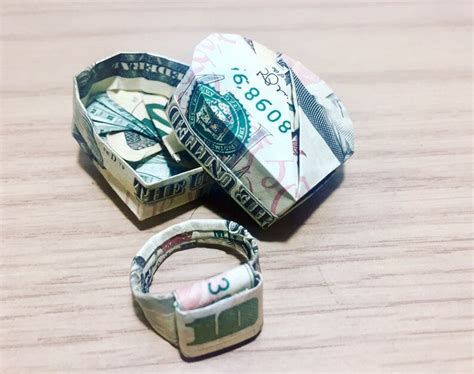 Money Origami Ring Heart Box Us Dollar Bill Ring With Etsy