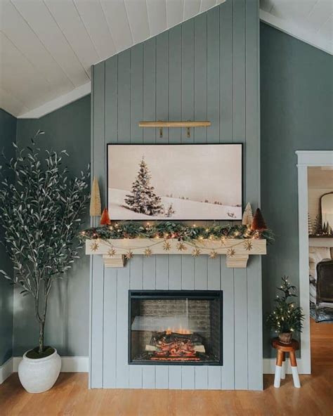 Muted Teal Vertical Shiplap Fireplace Soul And Lane