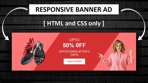 Create A Responsive Banner Ad Design Using Html And Css Only Youtube
