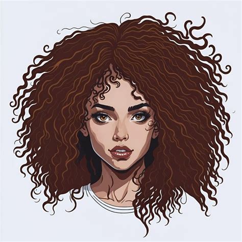 Premium Vector Beautiful Girl Portrait With Curly Hair Vector
