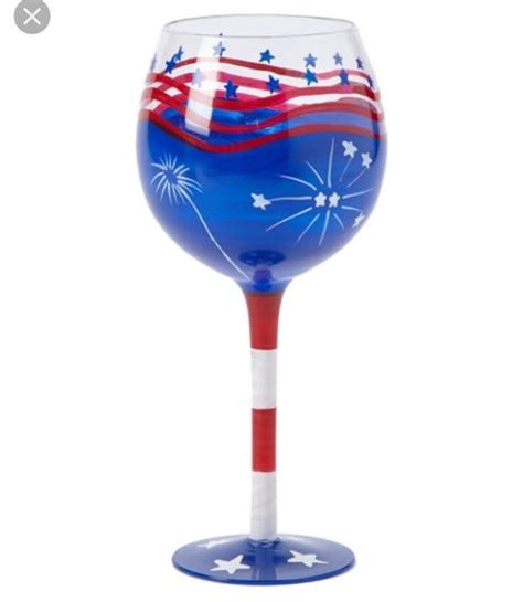 Patriotic Wine Glass Painted Wine Glass Hand Painted Wine Glasses