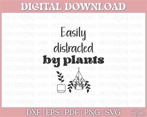 Easily Distracted By Plants SVG Funny Plant SVG Plant Etsy Canada In Svg Quotes Plants