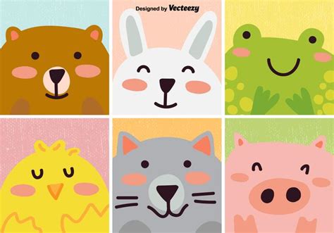 Vector Set Of Cute Cartoon Animal Download Free Vectors