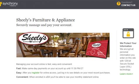 Notify the police in that city also. Sheely's Furniture and Appliance Credit Card Payment - Synchrony Online Banking