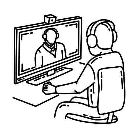 Video Teleconference Icon Doodle Hand Drawn Or Outline Icon Style