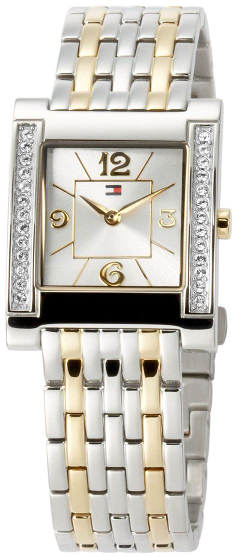 Tommy Hilfiger Womens 1780584 Crystal Bezel Two Tone Bracelet Watch