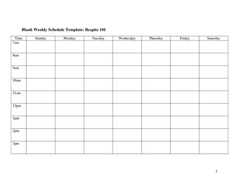 Blank Weekly Schedule Template