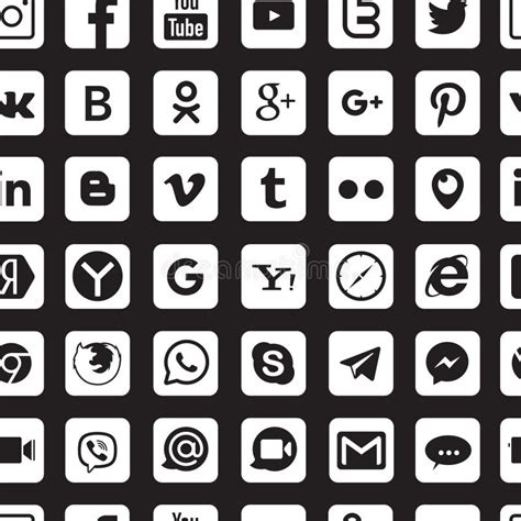 Conjunto De Logos De Medios Sociales Populares Foto De Archivo